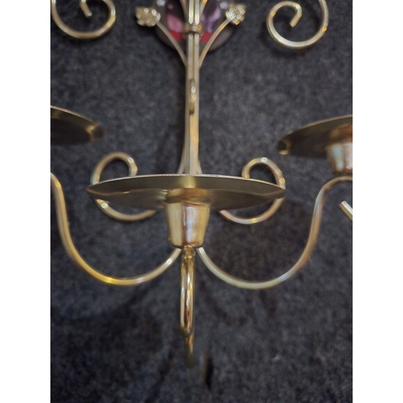 Set Of 2 HOME INTERIOR GOLD BRASS METAL SCONCE PILLAR CANDLE HOLDER TRIO XLARGE - Picture 5 of 8